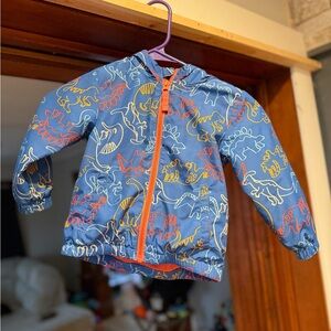 Cat & Jack Blue Dino Hooded Swim Jacket with Orange Zipper